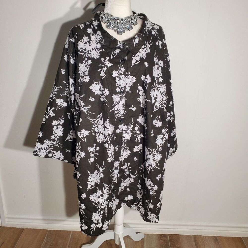 ROAMAN'S BLOUSE BLACK SHORT SLEEVE POLY/COTTON SIZE 4X
